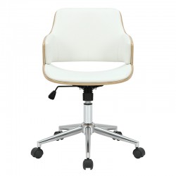 Manager office chair Fern pakoworld PU white natural wood Manager office chair Fern pakoworld PU white natural wood