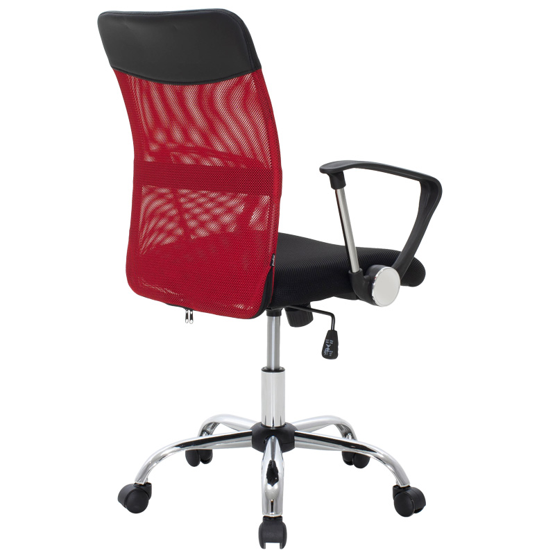 Καρέκλα γραφείου εργασίας Rina pakoworld με ύφασμα mesh χρώμα μαύρο-κόκκινο