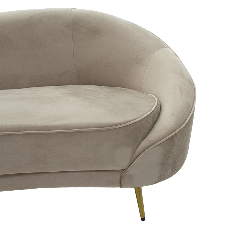 3 seater sofa Amora pakoworld in beige velvet - golden metal 180x81x77cm 3 seater sofa Amora pakoworld in beige velvet - golden metal 180x81x77cm