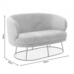 Καναπές 2θέσιος Gloria pakoworld βελούδο γκρι-χρυσό 132x82x83εκ