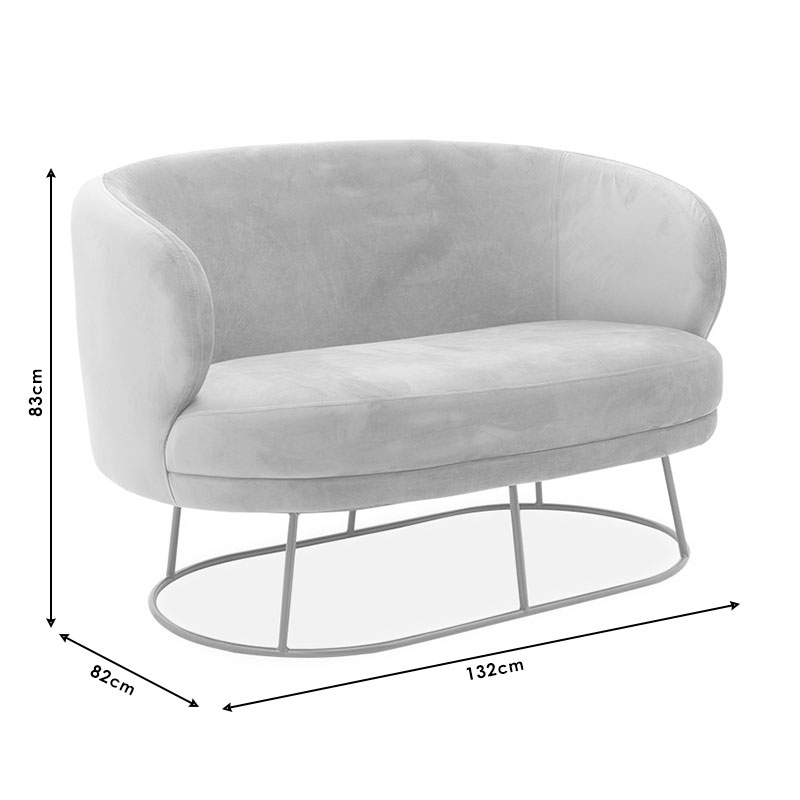 Καναπές 2θέσιος Gloria pakoworld βελούδο γκρι-χρυσό 132x82x83εκ