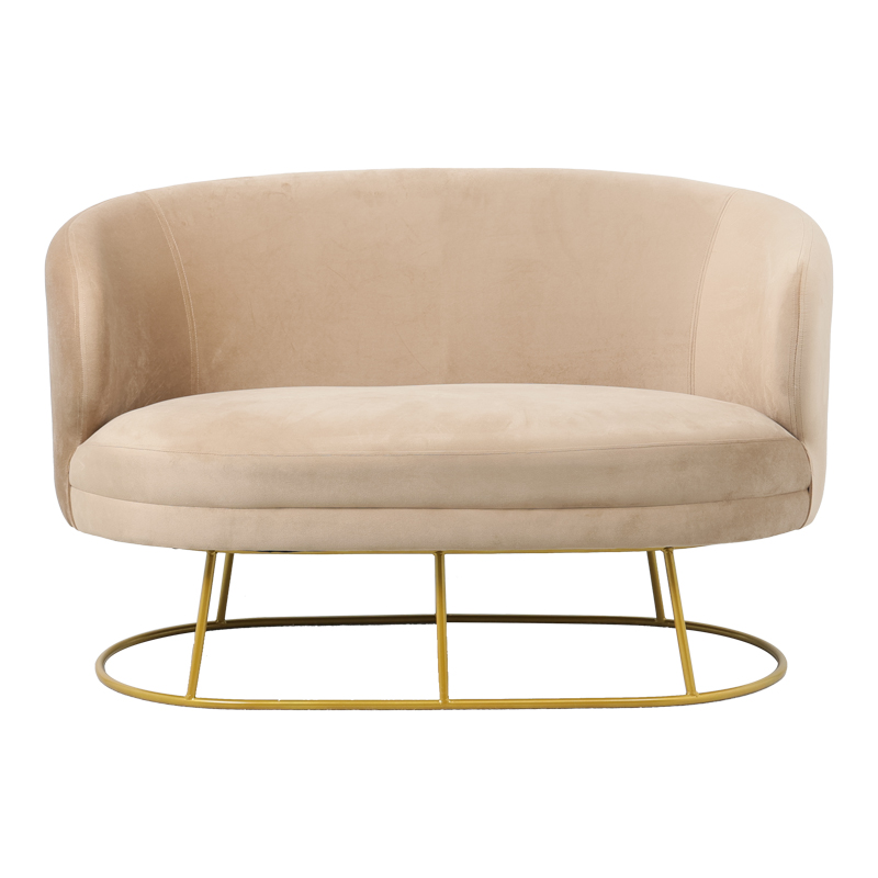 2 seat sofa Rony pakoworld velvet beige-golden metal leg 135x75x85cm 2 seat sofa Rony pakoworld velvet beige-golden metal leg 135x75x85cm