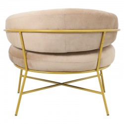 Armchair Malu pakoworld velvet beige-golden metal leg 84x79x76cm Armchair Malu pakoworld velvet beige-golden metal leg 84x79x76cm