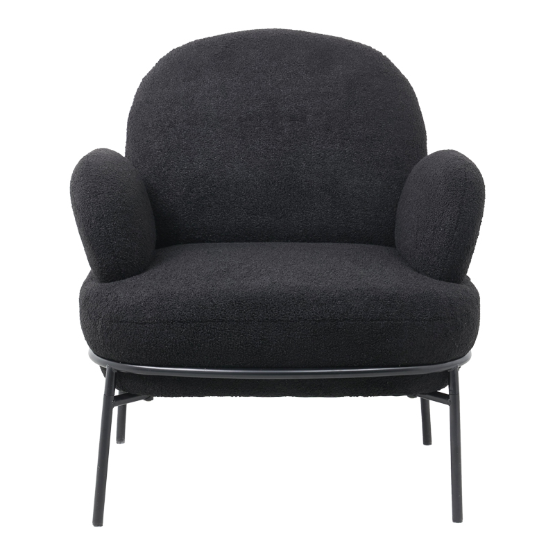 Armchair Jaycob pakoworld boucle black-black metal leg 74x71x83cm Armchair Jaycob pakoworld boucle black-black metal leg 74x71x83cm