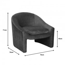 Armchair Berza pakoworld charcoal fabric 76x76x71cm Armchair Berza pakoworld charcoal fabric 76x76x71cm