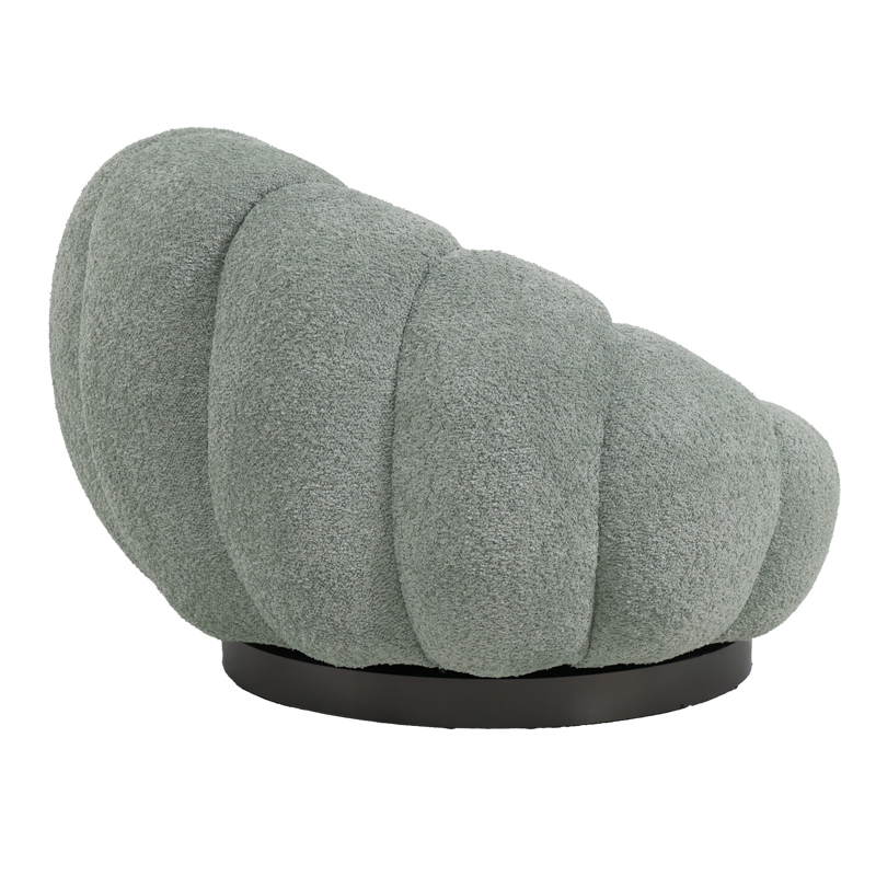 Nester pakoworld swivel armchair boucle fabric in light green color 98x97x69cm Nester pakoworld swivel armchair boucle fabric in light green color 98x97x69cm