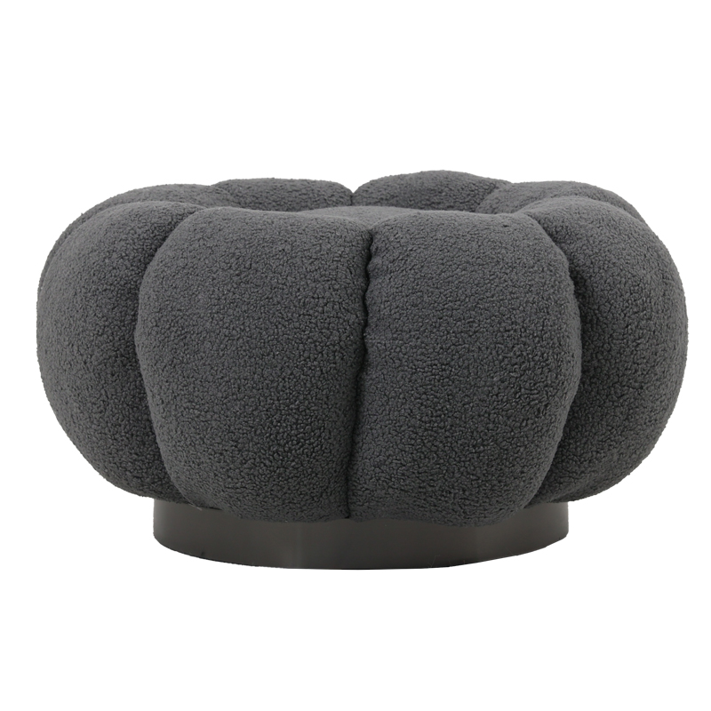 Nester pakoworld stool boucle fabric in grey color D60x31cm Nester pakoworld stool boucle fabric in grey color D60x31cm