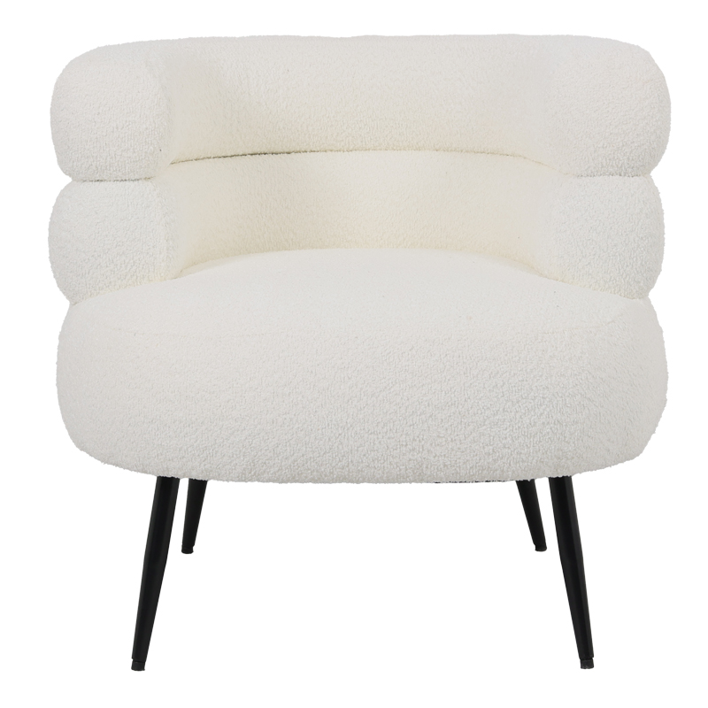 Foleja pakoworld armchair boucle fabric in white color with black metal legs 76x75x72cm Foleja pakoworld armchair boucle fabric in white color with black metal legs 76x75x72cm