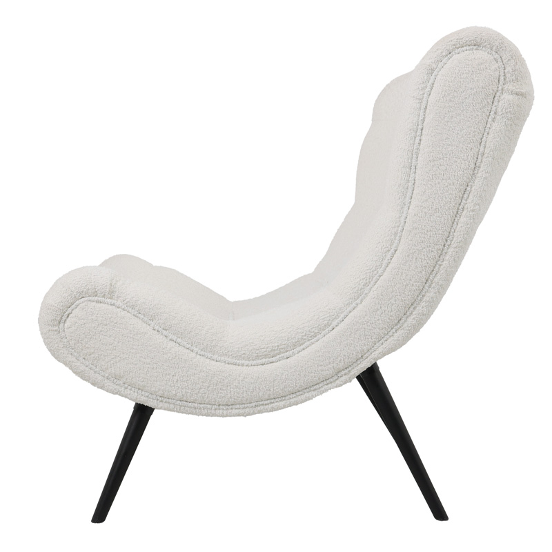 Silla pakoworld boucle fabric armchair with footstool in white color 97x80x100cm Silla pakoworld boucle fabric armchair with footstool in white color 97x80x100cm
