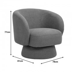 Kreslo pakoworld swivel armchair fabric in khaki color 78x81x77cm