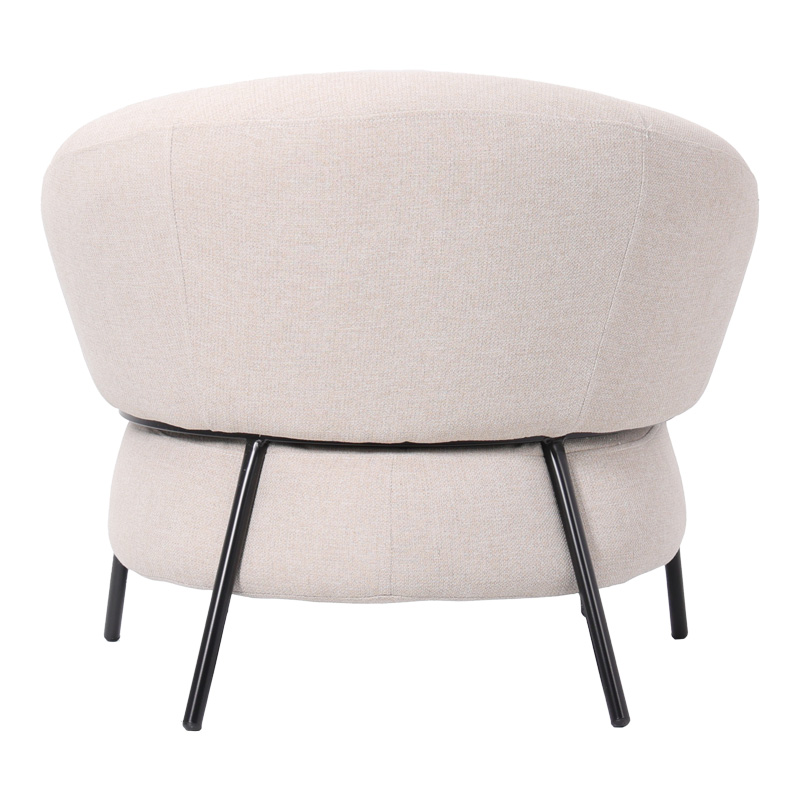 Armchair Jennie pakoworld cream fabric with black metal legs 84x84x71.5cm Armchair Jennie pakoworld cream fabric with black metal legs 84x84x71.5cm