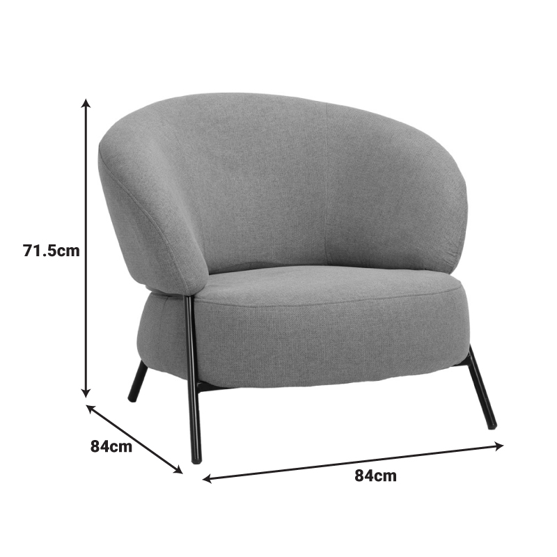 Armchair Jennie pakoworld terracota fabric with black metal legs 84x84x71.5cm Armchair Jennie pakoworld terracota fabric with black metal legs 84x84x71.5cm