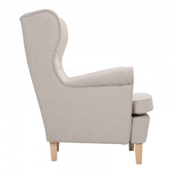 Armchair - bergère Malei pakoworld cream fabric-wooden legs 85x93x100cm Armchair - bergère Malei pakoworld cream fabric-wooden legs 85x93x100cm