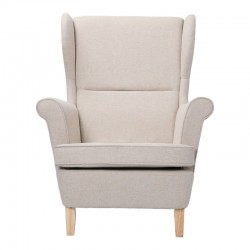 Armchair - bergère Malei pakoworld cream fabric-wooden legs 85x93x100cm Armchair - bergère Malei pakoworld cream fabric-wooden legs 85x93x100cm