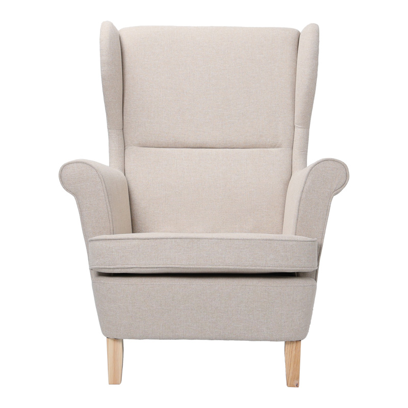 Armchair - bergère Malei pakoworld cream fabric-wooden legs 85x93x100cm Armchair - bergère Malei pakoworld cream fabric-wooden legs 85x93x100cm