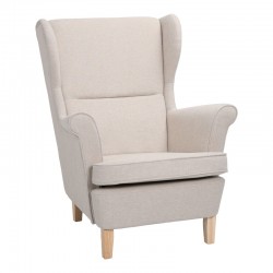 Armchair - bergère Malei pakoworld cream fabric-wooden legs 85x93x100cm Armchair - bergère Malei pakoworld cream fabric-wooden legs 85x93x100cm