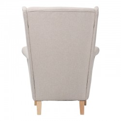 Armchair - bergère Malei pakoworld cream fabric-wooden legs 85x93x100cm Armchair - bergère Malei pakoworld cream fabric-wooden legs 85x93x100cm