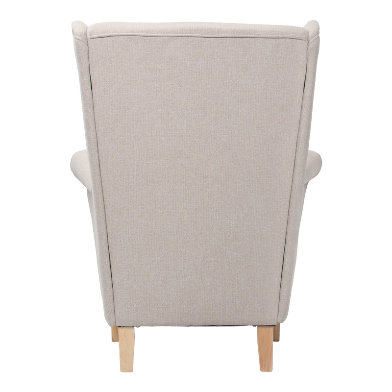 Armchair - bergère Malei pakoworld cream fabric-wooden legs 85x93x100cm Armchair - bergère Malei pakoworld cream fabric-wooden legs 85x93x100cm