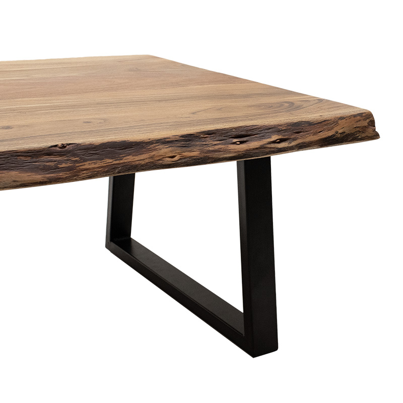Τραπέζι σαλονιού Miles pakoworld μασίφ ξύλο 4εκ καρυδί-πόδι μαύρο 115x72x41εκ
