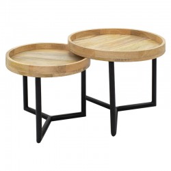 Side tables set 2pcs Kelly pakoworld solid wood natural-black Side tables set 2pcs Kelly pakoworld solid wood natural-black