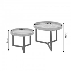 Side tables set 2pcs Kelly pakoworld solid wood natural-black