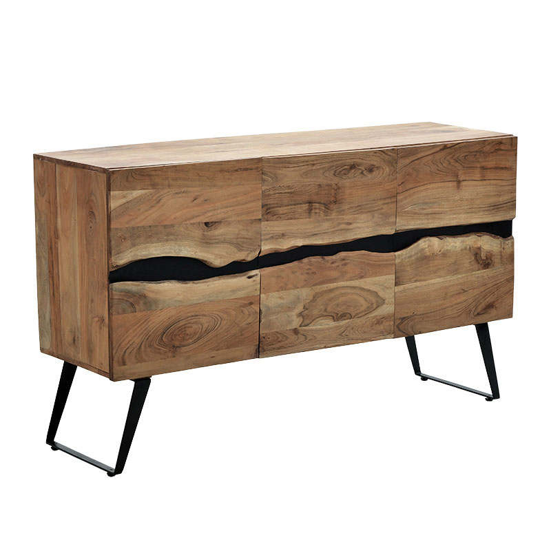 Cabinet Imena pakoworld solid wood 4cm natural-black 148x43.5x86cm Cabinet Imena pakoworld solid wood 4cm natural-black 148x43.5x86cm