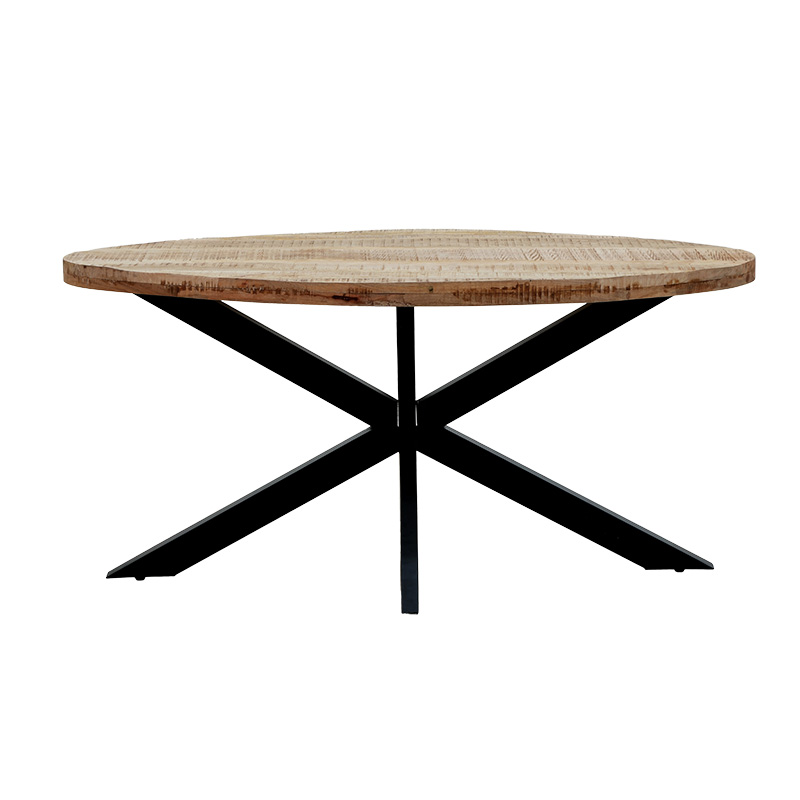 Majesty pakoworld table oval solid wood 4cm natural-leg black160x90x74cm Majesty pakoworld table oval solid wood 4cm natural-leg black160x90x74cm