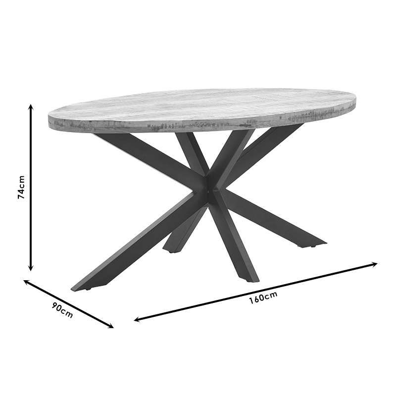 Majesty pakoworld table oval solid wood 4cm natural-leg black160x90x74cm Majesty pakoworld table oval solid wood 4cm natural-leg black160x90x74cm