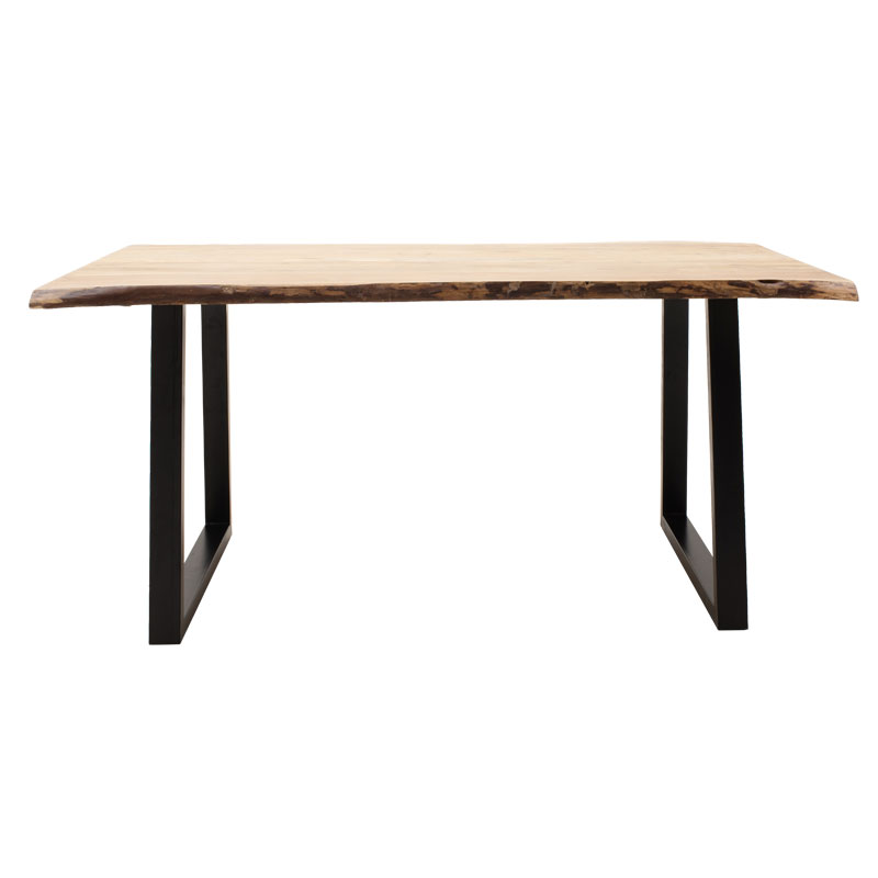 Τραπέζι Miles pakoworld μασίφ ξύλο 4εκ καρυδί-πόδι μαύρο 140x80x78εκ