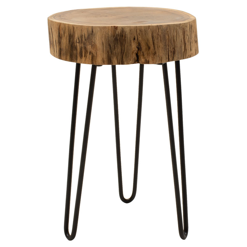 Βοηθητικό τραπέζι σαλονιού Tripp I pakoworld μασίφ ξύλο 6,5-7εκ φυσικό-πόδι μαύρο 32x30x47εκ