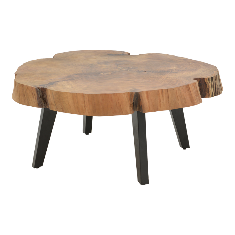 Τραπέζι σαλονιού Serhio pakoworld  φυσικό μασίφ ξύλο ακακίας 100x80x45εκ
