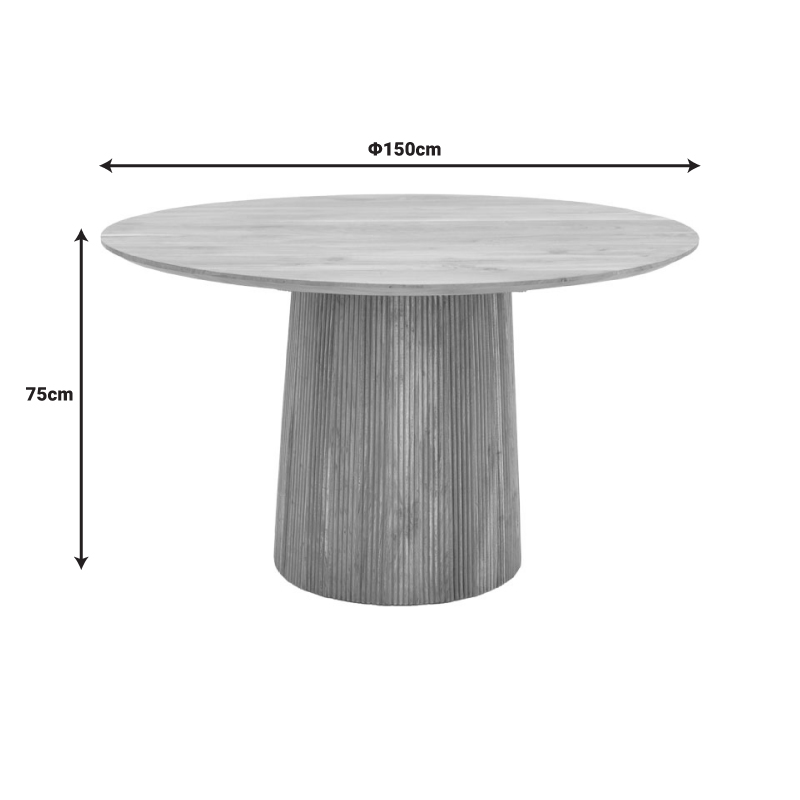 Canicule table pakoworld solid acacia wood in natural shade D150x75cm