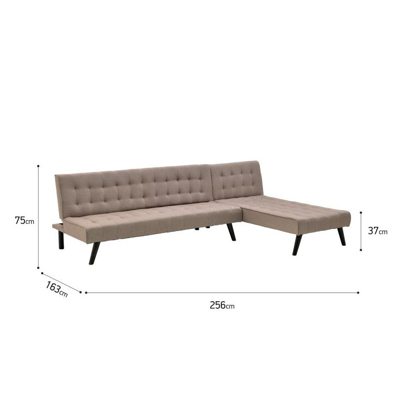 Γωνιακός καναπές-κρεβάτι Inart 6-50-585-0013 αναστρέψιμος μπεζ 256x163x75εκ