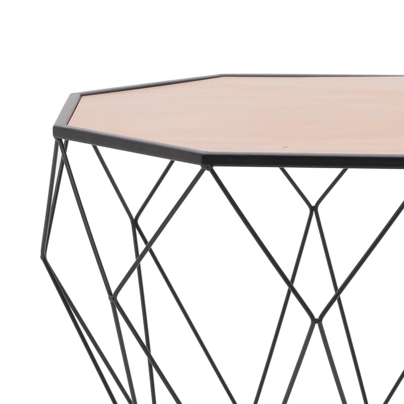 Τραπέζι σαλονιού Yanth Inart φυσικό ξύλο-μαύρο μέταλλο 60x60x40εκ