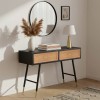 Console Hasmia Inart natural-black wood-metal 110x35x76cm