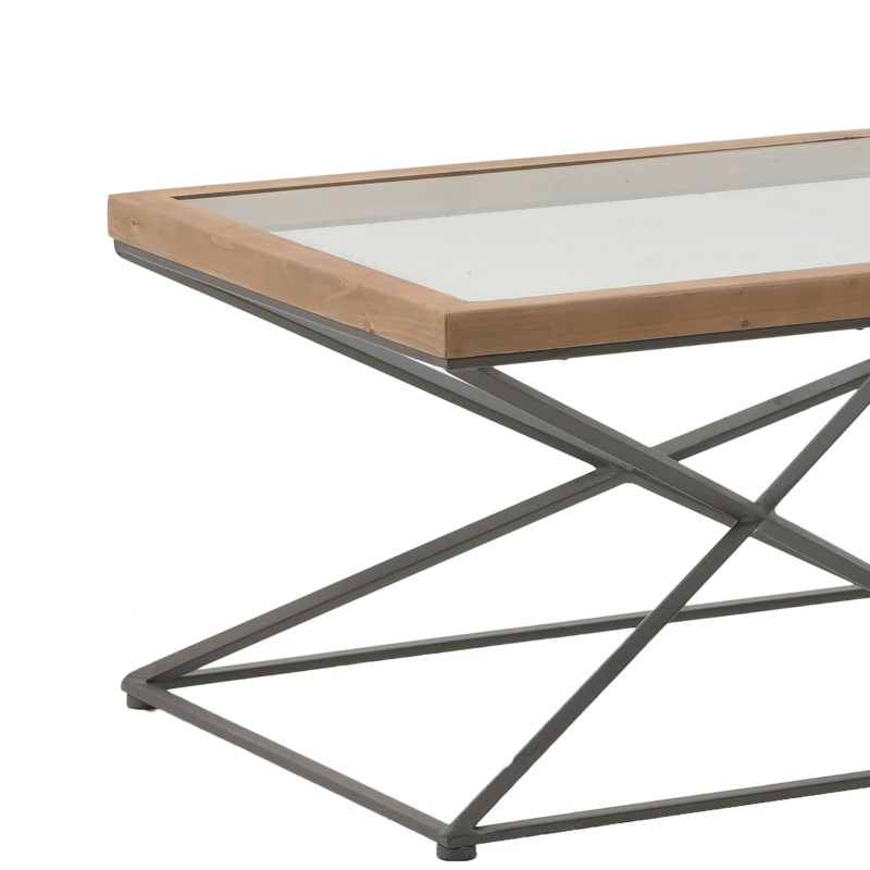 Coffee table Cena Inart black-natural metal-glass-wood 121x61x45cm Coffee table Cena Inart black-natural metal-glass-wood 121x61x45cm