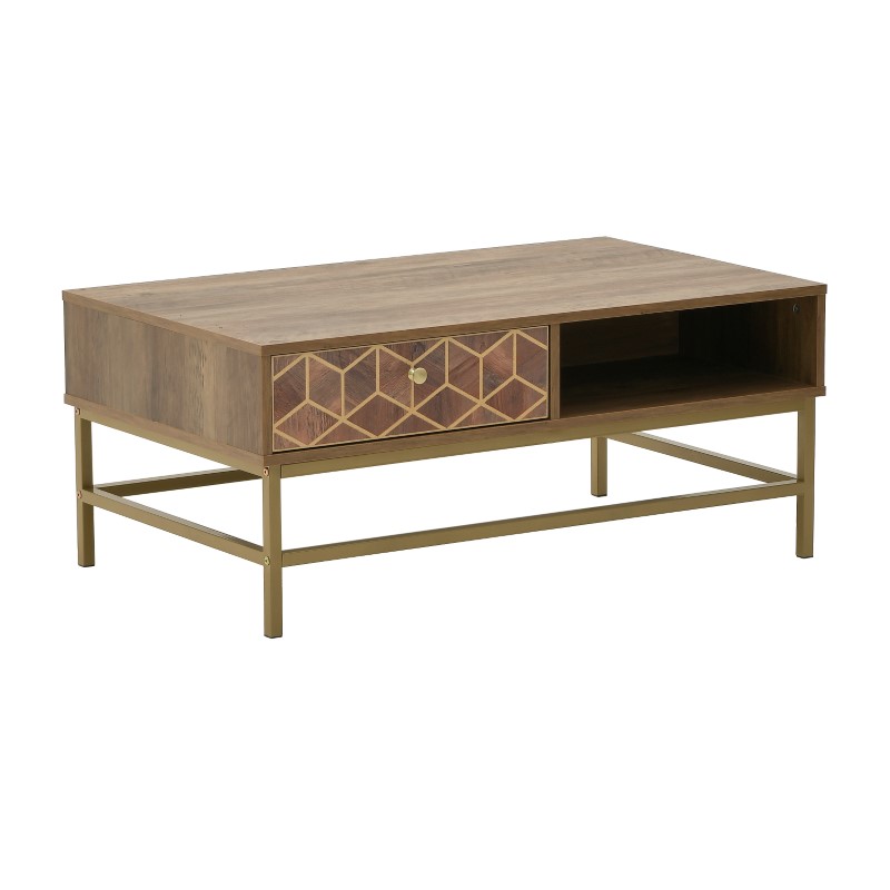 Coffee table Brilo Inart brown-gold wood 101x59x43cm Coffee table Brilo Inart brown-gold wood 101x59x43cm