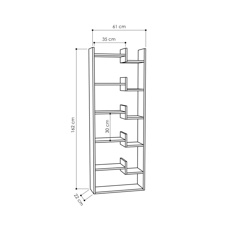 Bookcase Oppa pakoworld white 61x22x162 Bookcase Oppa pakoworld white 61x22x162