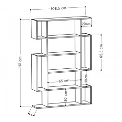 Βιβλιοθήκη MITO pakoworld σε λευκό χρώμα 108,5x25,5x161