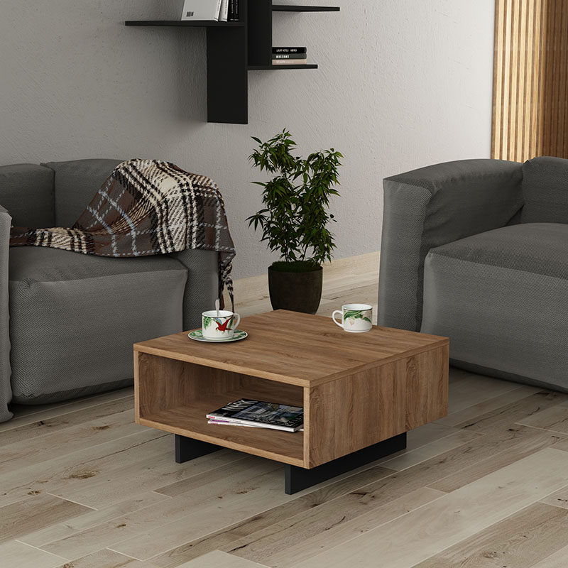 Coffee Table Hola pakoworld in oak - antracite color 60x60x32cm Coffee Table Hola pakoworld in oak - antracite color 60x60x32cm