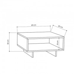 Τραπέζι σαλονιού Hola pakoworld φυσικό-ανθρακί 60x60x32εκ