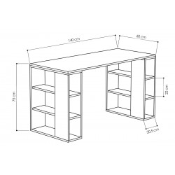 Γραφείο Colmar pakoworld χρώμα λευκό -σκούρο φυσικό 140x60x75εκ