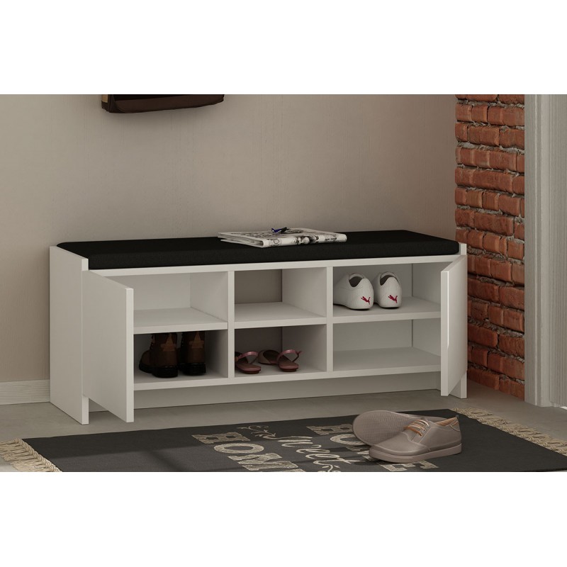 Entrance furniture stool-shoe cabinet Zulla pakoworld 10 pairs white 110x37x43 cm Entrance furniture stool-shoe cabinet Zulla pakoworld 10 pairs white 110x37x43 cm