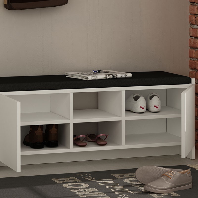 Entrance furniture stool-shoe cabinet Zulla pakoworld 10 pairs white 110x37x43 cm