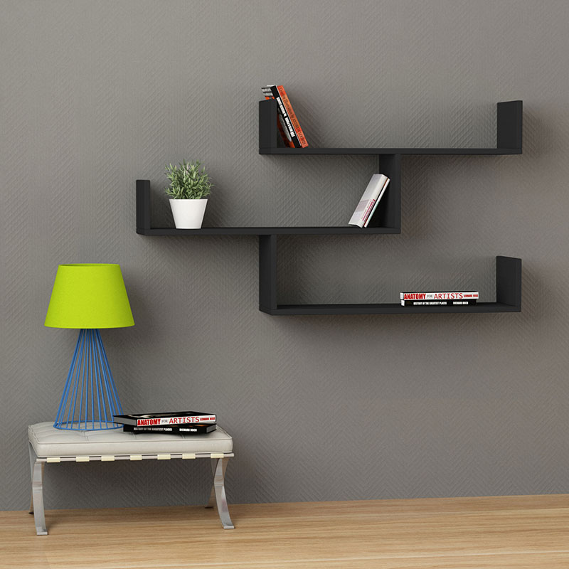 Wall shelf unit Tibet pakoworld anthracite 120x22x67cm Wall shelf unit Tibet pakoworld anthracite 120x22x67cm