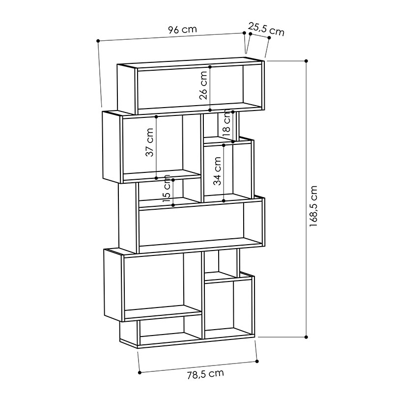 Karmato pakoworld Bookcase in natural color 96x25,5x168,5cm Karmato pakoworld Bookcase in natural color 96x25,5x168,5cm