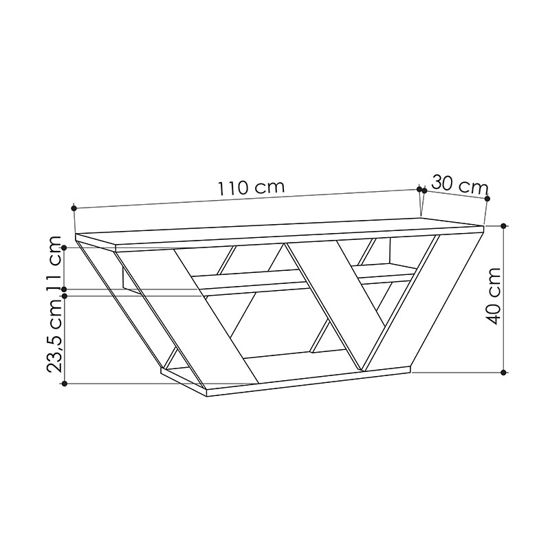 Έπιπλο τηλεόρασης Pipralla pakoworld λευκό 110x30x40εκ