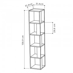 Βιβλιoθήκη στήλη Raphael pakoworld γκρι antique 31,5x31,5x159εκ