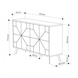 Μπουφές Ursula pakoworld μαύρο μαρμάρου 123x35x77.5εκ