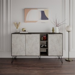 Buffet Clara pakoworld in walnu-white marble color 142x35.5x82cm Buffet Clara pakoworld in walnu-white marble color 142x35.5x82cm
